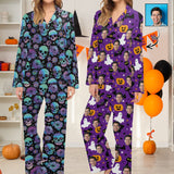 Halloween Custom Face Women's Long Pajama Set Persoanlized Sleepwear