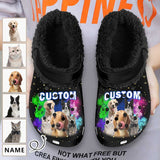 Custom Your Pet Photo&Text Fuzzy Lined Clog Adult Hole Shoes Keep Your Feet Warm