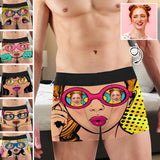 Custom Girlfriend Face Comic Glasses Funny Men’s Boxer Briefs