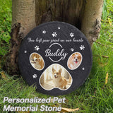 Custom Pet Photo&Name You Left Paw Print on Our Heart Memorial Stone Cat or Dog Grave Marker Condolence Gift