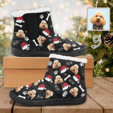 Custom Pet Face Christmas Cotton-Padded Shoes Snow Boots for Men Women