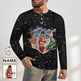 Men's Long-Sleeve Henley Shirt Custom Photo&Name Slim-Fit Cotton T-Shirt Tee Top