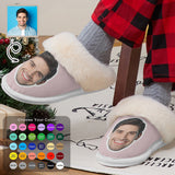 Custom Face Multicolor Cotton Slippers with Fur Edges Warm Flannel Home Slippers