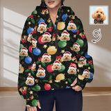 Women's Half Zip Cropped Hoodies Custom Face Christmas Lights Fleece Athletic Pullover Hoodies with Pockets Thumb Hole