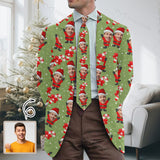 Custom Face Christmas Hat Green Blazers Ties Personalized Jacket Casual Coats For Men Women