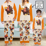 Custom Face Pajama Family Matching Sleepwear Personalized Long Pajama Set For Thanksgiving Day