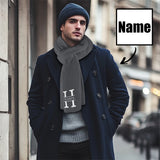 Custom Initials & Name Grey Fluffy Scarf Soft&High Elasticity Winter Gift