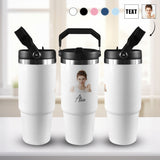 Personalized 30oz Stainless Steel Tumbler Custom Photo&Text Travel Mug with Top Handle for Home, Outdoors