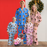 [Up To 4 Faces] Persoanlized  Face Pajamas For Family Photo Funny Sleepwear Christmas Gift