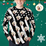 #7-16Y Custom Face Plastering Kids' Rib Cuff Long Sleeve T-shirt