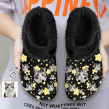 Custom Pet Face Stars Fuzzy Lined Clog Adult Hole Shoes Keep Your Feet Warm