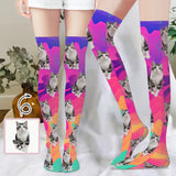 Custom Face Tie Dye Stockings Women's Socks Personalized Funny Photo Socks Gift