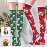 Custom Face Christmas Hat Stockings Women's Socks Personalized Funny Photo Socks Gift