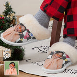 Custom Your Photo Cotton Slippers with Fur Edges Warm Flannel Home Slippers