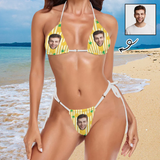 Custom Face Pineapple Halter String Bikini Set Women's Two Piece Sexy Triangle Bikini