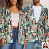 Custom Face Pink Flamingo Couple Casual Blazers Coat