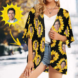 Custom Face Sunflower Personalized Women's Kimono Chiffon Cover Up