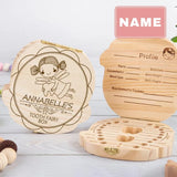 Custom Baby Name Double Ponytail Girl Children's Wooden Tooth Box