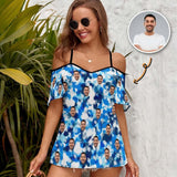 Custom Face Blue Wave Women's Suspender Top