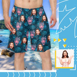 Custom Face Cheetah Personalized Photo Men's Elastic Beach Shorts