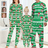 Custom Face Christmas Pattern Sleepwear Personalized Family Matching Long Sleeve Pajamas Set