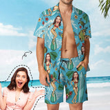 Custom Face Cool Happy Hawaiian Set Summer Holiday Hawaiian Shirt & Shorts Set