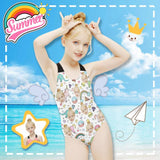 Custom Face Donuts Hamburger Kid's Swimsuit