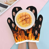 Custom Face Fire Heat Resistant Oven Mitt(A Pair)