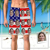 Custom Face Flag Red Stripes Men's Elastic Beach Shorts