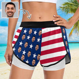 Custom Face Flag Women's 2 in 1 Surfing & Beach Shorts Female Gym Fitness Shorts