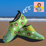 Custom Face Green Dinosaur Kids Diving Slip-on for sport Quick-Dry Shoes Beach Swimming Shoes Aqua Shoes Barefoot Shoes Outdoor Water Shoes