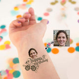 Custom Face Happy Birthday Rose Temporary Tattoo