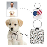 Custom Face Heart Flag Square Pet ID Tag