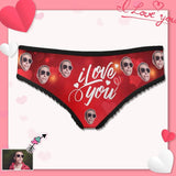 Custom Face I Love You Underwear Personalized Red Women's All Over Print High-cut Briefs Valentine's Day Gift For Her