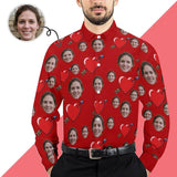 Custom Face Launch Love Men's Long Sleeve Dress Shirt