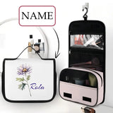 Custom Name Various Flowers Portable Cosmetic Bag Toiletry Bag Fitness Travel Bag Best Gift for Friends and You