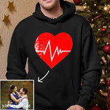 [Thickened Fabric] Custom Photo Heart Flip Sequin Pure Cotton Hoodie Best Unisex Hoodie For Men Women [Double Print]