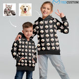 Custom Pet Face Kid's Long Sleeve Full Zip Hoodie for 2-15Y Personalized Hooded Loose Hoodie