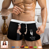 Custom Face This Belongs to Me Multicolor Men's Short-leg Sport Shorts with Zipper Pockets Bodybuilding Short