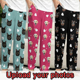 【Flash Sale】Custom Face Love Heart Slumber Party Unisex Long Pajama Pants Best Christmas Gifts for Pet Lovers