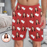 Custom Face Men's Pajama Shorts Personalized Love Heart Sleepwear Shorts