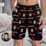 Custom Face Men's Pajama Shorts Personalized Love You Sleepwear Shorts