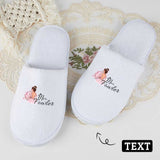 Custom Text Wedding Bridesmaids Wedding Spa Slippers Bride Slippers