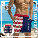 Customized Flag Swim Trunks Personalized Face & Name I Will Always Love America Men's Quick Dry Swim Shorts for Independence Day