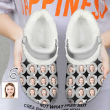 Custom Your Face Fuzzy Lined Clog Adult Hole Shoes Keep Your Feet Warm