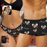 Custom Photo Love You Mesh Couple Panties Mesh Sheer Seamless Underwear