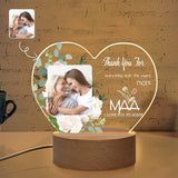 Custom Photo Thank You Heart-Shaped Acrylic Panel With Light Base