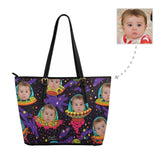 Custom Face Spaceship Tote Bag