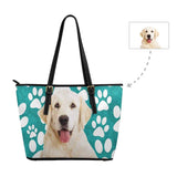 Custom Pet Face Paw Tote Bag