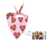 Custom Face Love Heart Pink Couple Pet Bandana